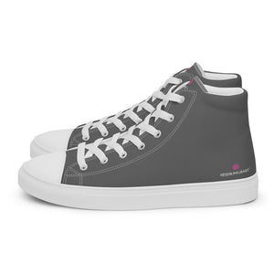 Grey Ladies' High Top Sneakers, Solid Grey Color Best Women’s High Top Canvas Tennis Shoes