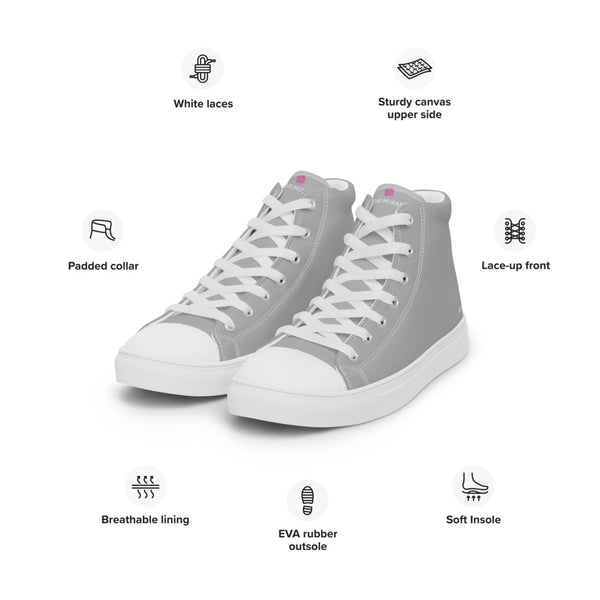 Light Gray Ladies' High Tops, Women’s high top canvas shoes
