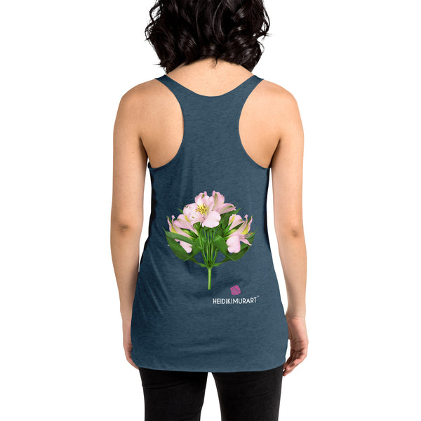 White Lilies Floral Tanks, Floral Print Women's Racerback Tank Top For Women- Printed in USA/Canada/Mexico (US Size: XS-XL)