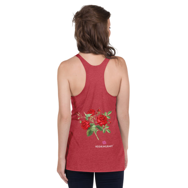 Red Rose Floral Tank, Floral Print Women's Racerback Tank Top For Women- Printed in USA/Canada/Mexico (US Size: XS-XL)