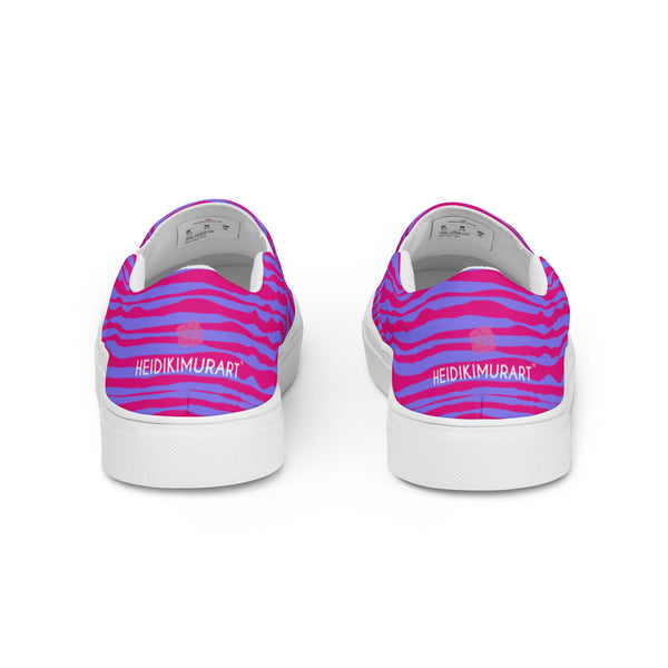 Pink Striped Women's Slip On, Women’s slip-on canvas shoes