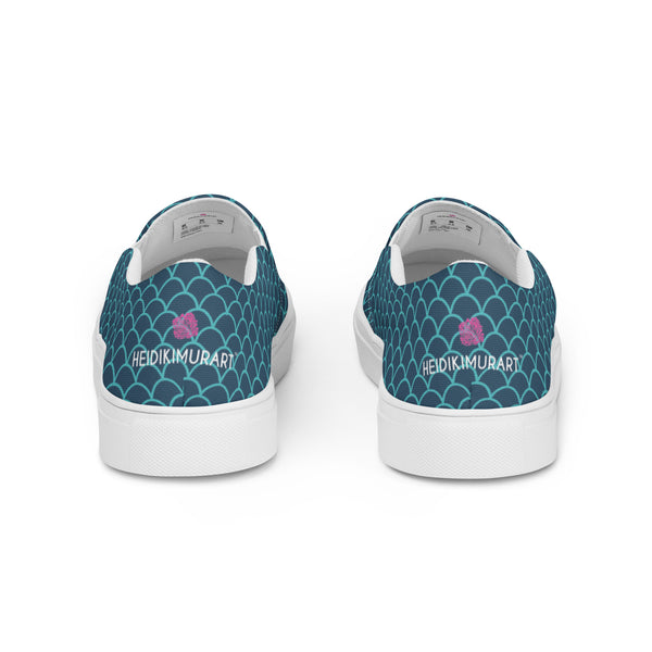 Blue Mermaid Women's Slip Ons, Women’s slip-on canvas shoes