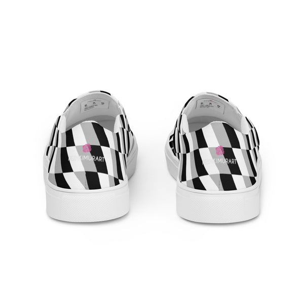 Black Grey Abstract Women's Sneakers, Unique Geometric Abstract Print Designer Luxury Women's Slip Ons Women’s Slip-On Canvas Shoes (US Size: 5-12) Women’s Premium High Quality Luxury Style Slip-On Canvas Shoes, Designer Patterned Canvas Sneakers, Patterned Best Ladies' Slip On Shoes, Slip-On Padded Breathable Loafer Shoes Footwear
