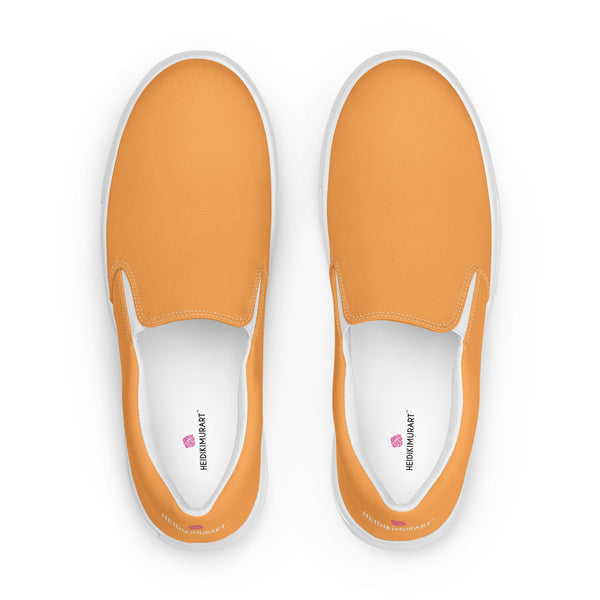 Orange Women's Slip Ons, Solid Colorful Orange Color Modern Classic Modern Minimalist Women’s Premium High Quality Luxury Style Slip-On Canvas Shoes (US Size: 5-12) Women's Solid Color Casual Shoes, Slip-On Padded Breathable Loafer Shoes Footwear