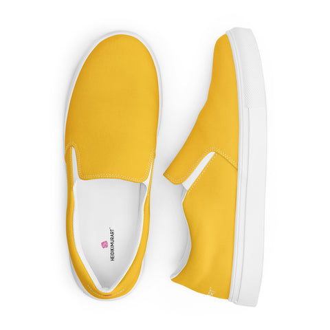 Yellow Color Women's Slip Ons, Solid Yellow Color Modern Classic Modern Minimalist Women’s Premium High Quality Luxury Style Slip-On Canvas Shoes (US Size: 5-12) Women's Solid Color Casual Shoes, Slip-On Padded Breathable Loafer Shoes Footwear