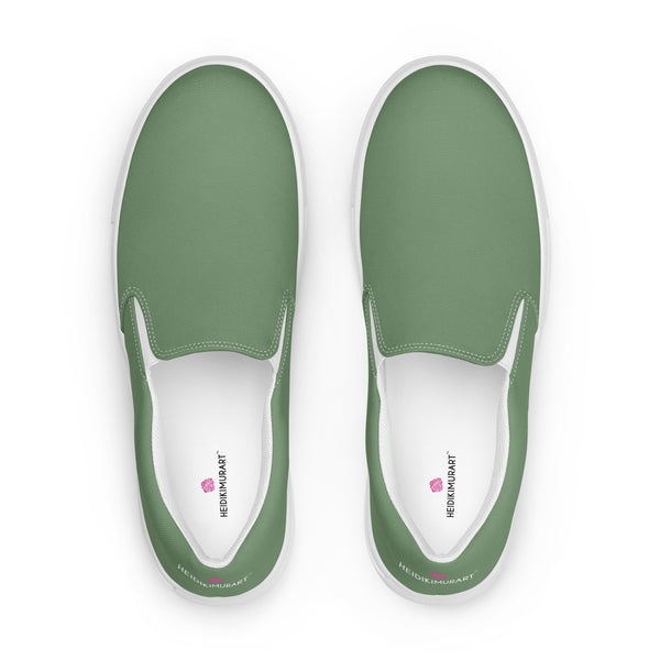Parsley Green Women's Slip Ons, Solid Pastel Green Color Modern Classic Modern Minimalist Women’s Premium High Quality Luxury Style Slip-On Canvas Shoes (US Size: 5-12) Women's Green Shoes, Slip-On Padded Breathable Loafer Shoes Footwear