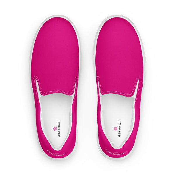 Pink Women's Slip Ons, Solid Colorful Hot Pink Color Modern Classic Modern Minimalist Women’s Premium High Quality Luxury Style Slip-On Canvas Shoes (US Size: 5-12) Women's Solid Color Casual Shoes, Slip-On Padded Breathable Loafer Shoes Footwear