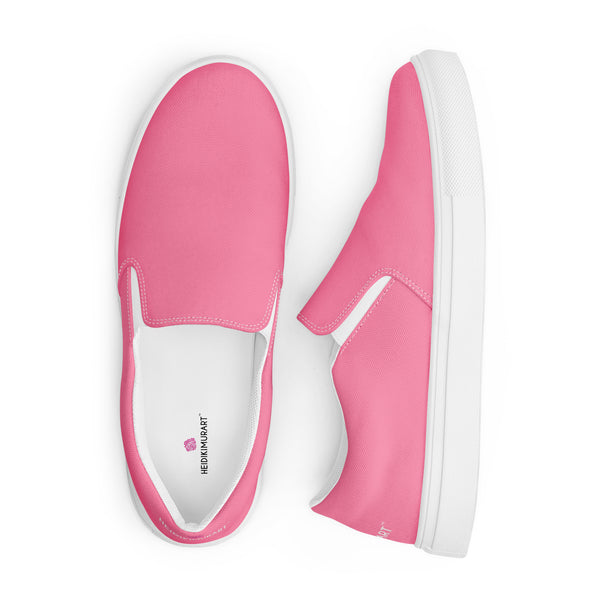 Pastel Pink Women's Slip Ons, Solid Colorful Pink Color Modern Classic Modern Minimalist Women’s Premium High Quality Luxury Style Slip-On Canvas Shoes (US Size: 5-12) Women's Solid Color Casual Shoes, Slip-On Padded Breathable Loafer Shoes Footwear