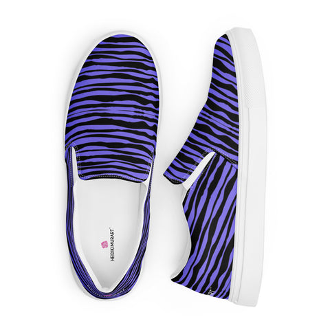 Black Striped Women's Slip On, Purple Black Striped Print Women’s Slip-On Canvas Shoes, Best Quality Women’s Premium High Quality Luxury Style Slip-On Canvas Shoes (US Size: 5-12)&nbsp;Women's Striped Print Casual Shoes, Slip-On Padded Breathable Loafer Shoes Footwear