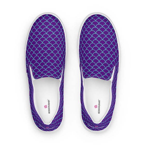 Purple Mermaid Women's Sneakers, Women's Slip Ons, Purple Blue Mermaid Print Women’s Slip-On Canvas Shoes (US Size: 5-12) Women’s Premium High Quality Luxury Style Slip-On Canvas Shoes (US Size: 5-12) Women's Mermaid Scale Print Patterned Best Colorful Slip On Shoes, Slip-On Padded Breathable Loafer Shoes Footwear