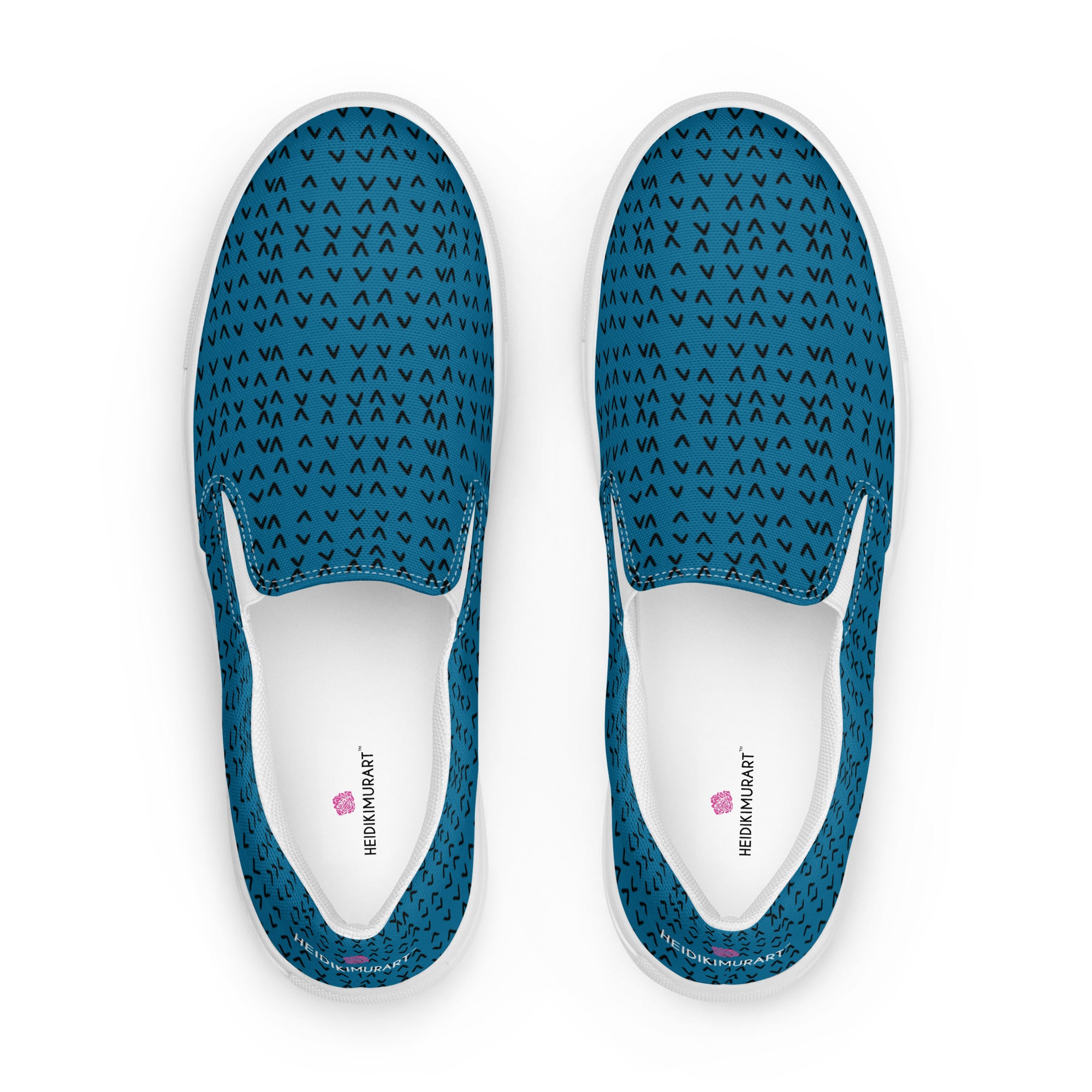 Blue Pattern Women's Slip Ons, Women’s slip-on canvas shoes