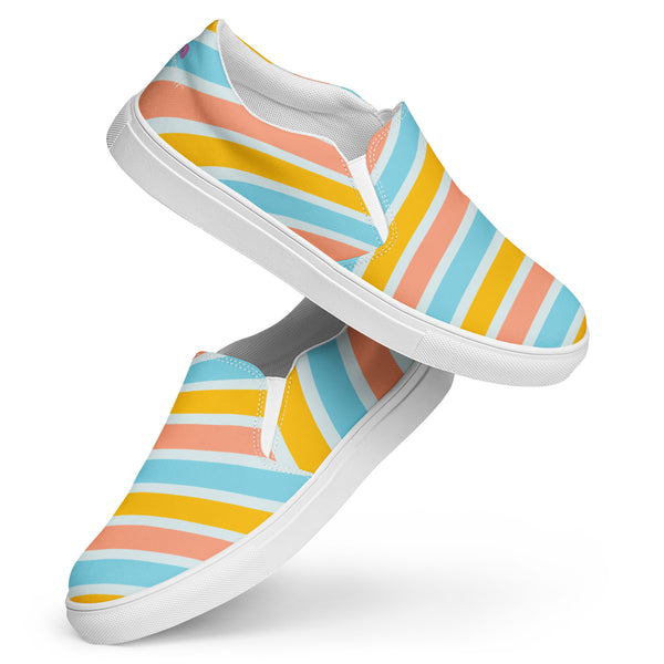 Rainbow Swirl Women's Sneakers, Gay Pride Rainbow Stripe Print Women’s Slip-On Canvas Shoes (US Size: 5-12) Women’s Premium High Quality Luxury Style Slip-On Canvas Shoes (US Size: 5-12) Women's Gay Pride Colorful Slip On Shoes, Slip-On Padded Breathable Loafer Shoes Footwear