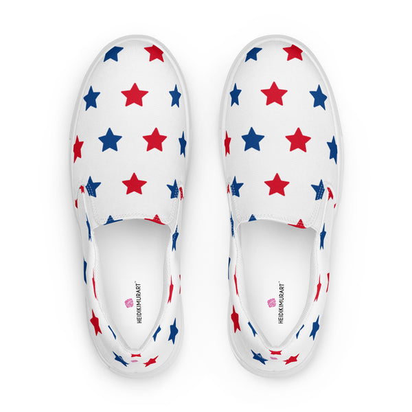 US Flag Women's Sneakers, American Patriotic July Fourth US National Holiday Classic Modern Minimalist Women’s Premium High Quality Luxury Style Slip-On Canvas Shoes (US Size: 5-12) Women's Casual Shoes, Slip-On Padded Breathable Loafer Shoes Footwear