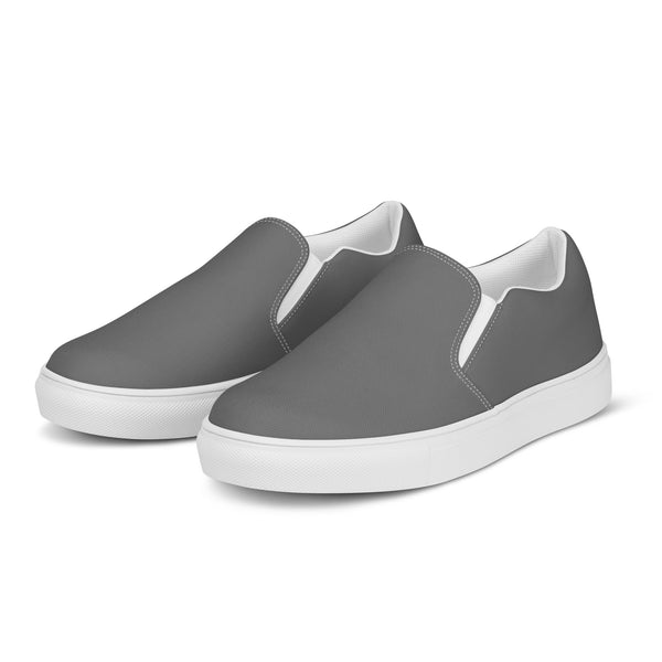 Ash Grey Women's Slip Ons, Solid Grey Color Modern Classic Modern Minimalist Women’s Premium High Quality Luxury Style Slip-On Canvas Shoes (US Size: 5-12) Women's Solid Color Casual Shoes, Slip-On Padded Breathable Loafer Shoes Footwear