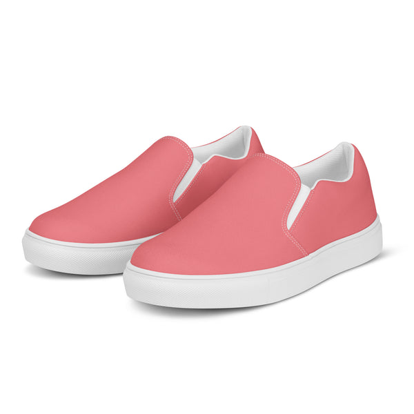 Pink Women's Slip Ons, Solid Colorful Pink Color Modern Classic Modern Minimalist Women’s Premium High Quality Luxury Style Slip-On Canvas Shoes (US Size: 5-12) Women's Solid Color Casual Shoes, Slip-On Padded Breathable Loafer Shoes Footwear