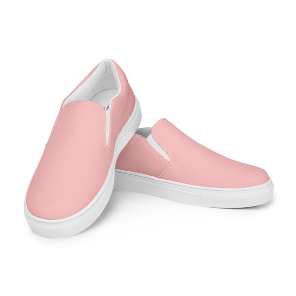 Light Pink Women's Slip Ons, Solid Colorful Pink Color Modern Classic Modern Minimalist Women’s Premium High Quality Luxury Style Slip-On Canvas Shoes (US Size: 5-12) Women's Solid Color Casual Shoes, Slip-On Padded Breathable Loafer Shoes Footwear