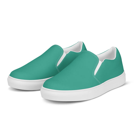 Pastel Blue Women's Slip Ons, Solid Aqua Blue Color Modern Classic Modern Minimalist Women’s Premium High Quality Luxury Style Slip-On Canvas Shoes (US Size: 5-12) Women's Solid Color Casual Shoes, Slip-On Padded Breathable Loafer Shoes Footwear