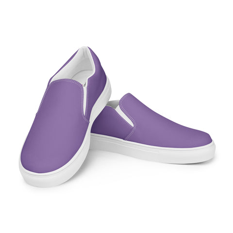 Dark Purple Women's Slip Ons, Solid Colorful Purple Color Modern Classic Modern Minimalist Women’s Premium High Quality Luxury Style Slip-On Canvas Shoes (US Size: 5-12) Women's Solid Color Casual Shoes, Slip-On Padded Breathable Loafer Shoes Footwear