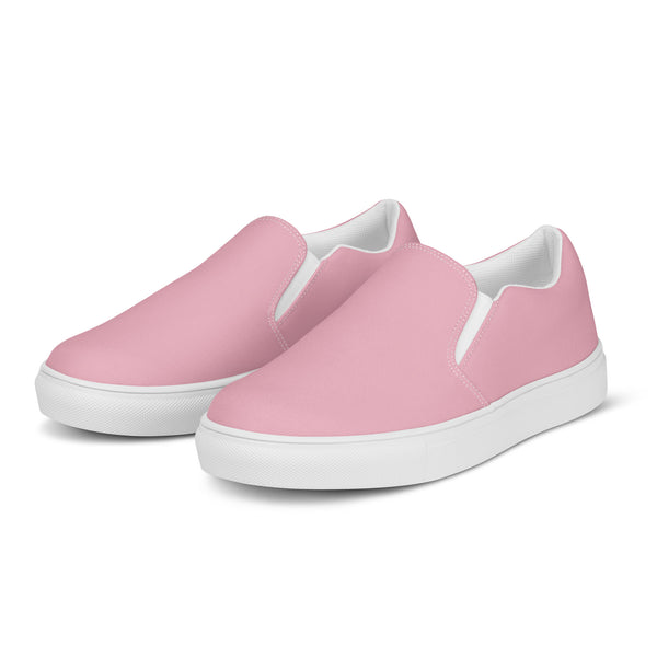 Pink Women's Slip Ons, Solid Pastel Light Colorful Pink Color Modern Classic Modern Minimalist Women’s Premium High Quality Luxury Style Slip-On Canvas Shoes (US Size: 5-12) Women's Solid Color Casual Shoes, Slip-On Padded Breathable Loafer Shoes Footwear