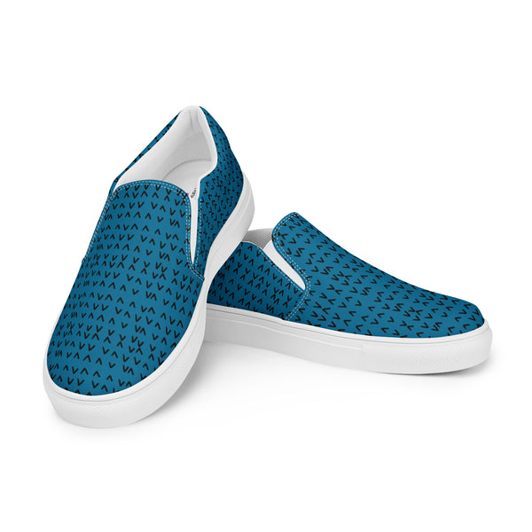 Blue Pattern Women's Slip Ons, Women’s slip-on canvas shoes