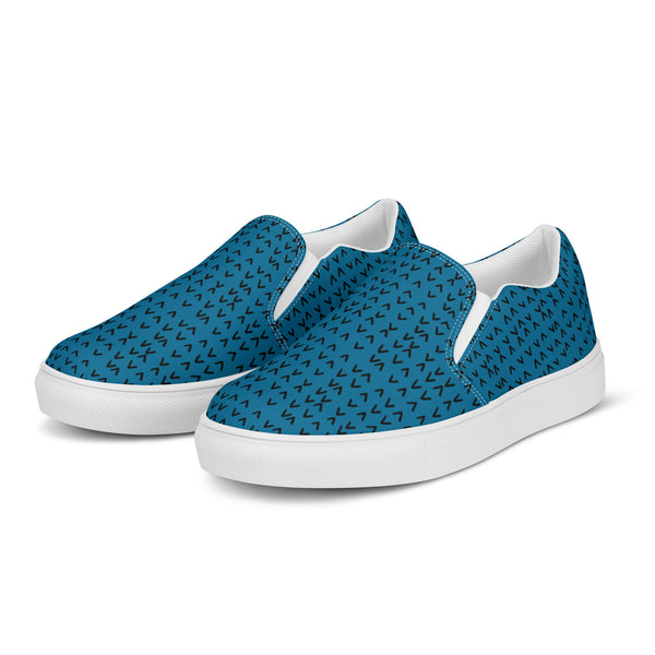 Blue Pattern Women's Slip Ons, Women’s slip-on canvas shoes