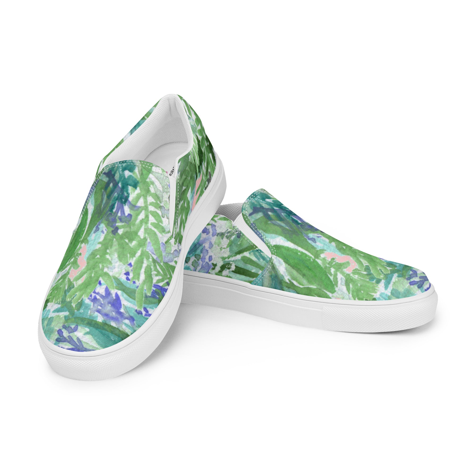 Purple Lavender Women's Slip Ons, Lavender Floral Flower Print