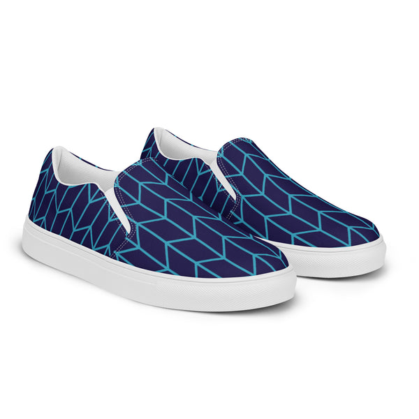Blue Web Abstract Women's Sneakers, Unique Blue Abstract Print Designer Luxury Women's Slip Ons Women’s Slip-On Canvas Shoes (US Size: 5-12) Women’s Premium High Quality Luxury Style Slip-On Canvas Shoes, Designer Patterned Canvas Sneakers, Patterned Best Ladies' Slip On Shoes, Slip-On Padded Breathable Loafer Shoes Footwear