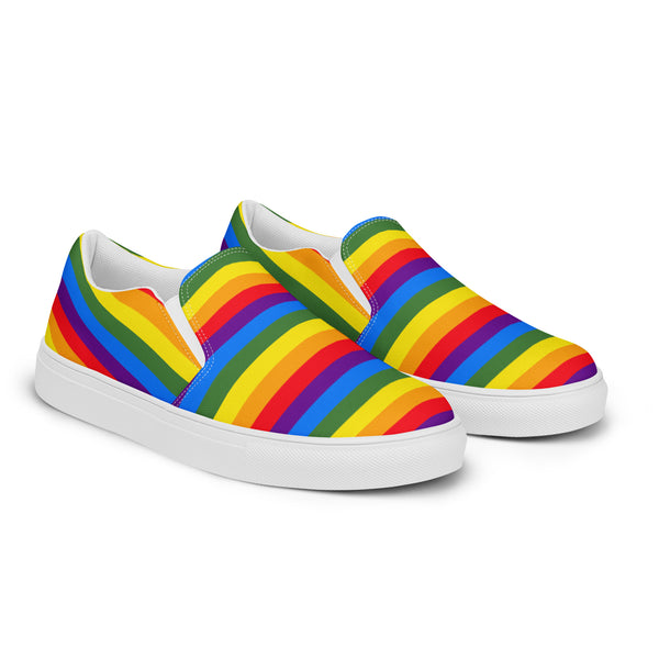 Bright Lime Green Women's Slip Ons, , Gay Pride Rainbow Striped Print Women’s Slip-On Canvas Shoes (US Size: 5-12) Women’s Premium High Quality Luxury Style Slip-On Canvas Shoes (US Size: 5-12) Women's Gay Pride Colorful Slip On Shoes, Slip-On Padded Breathable Loafer Shoes Footwear