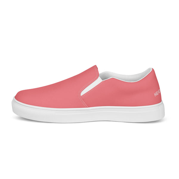 Pink Women's Slip Ons, Solid Colorful Pink Color Modern Classic Modern Minimalist Women’s Premium High Quality Luxury Style Slip-On Canvas Shoes (US Size: 5-12) Women's Solid Color Casual Shoes, Slip-On Padded Breathable Loafer Shoes Footwear