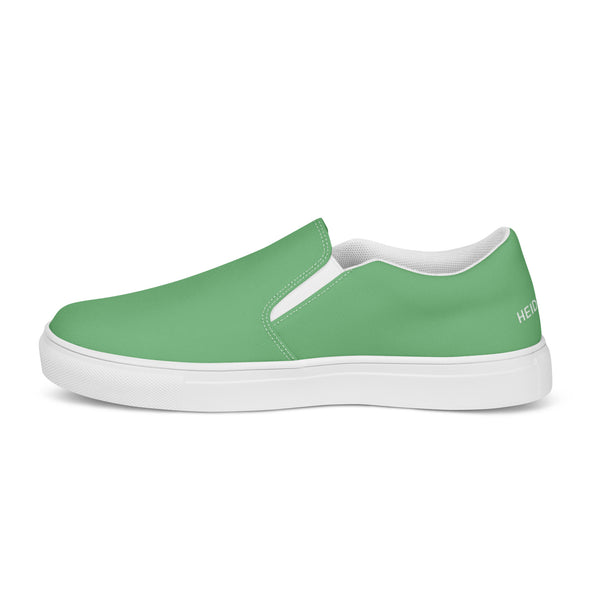 Green Color Women's Slip Ons, Solid Bright Pastel Green Color Modern Classic Modern Minimalist Women’s Premium High Quality Luxury Style Slip-On Canvas Shoes (US Size: 5-12) Women's Green Shoes, Slip-On Padded Breathable Loafer Shoes Footwear