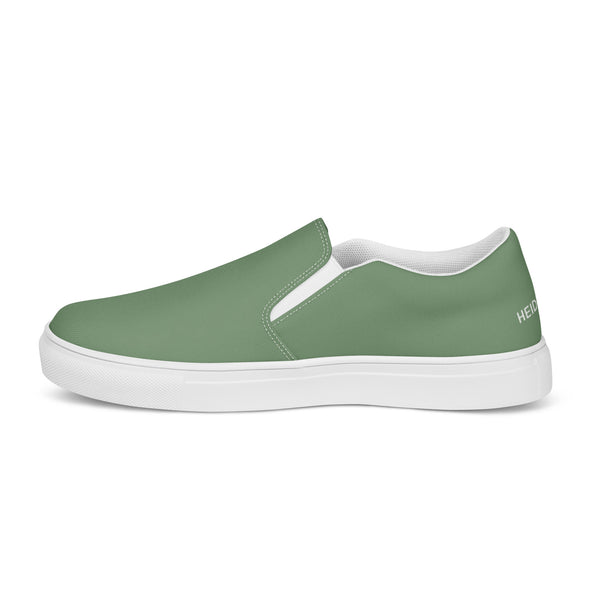 Parsley Green Women's Slip Ons, Solid Pastel Green Color Modern Classic Modern Minimalist Women’s Premium High Quality Luxury Style Slip-On Canvas Shoes (US Size: 5-12) Women's Green Shoes, Slip-On Padded Breathable Loafer Shoes Footwear