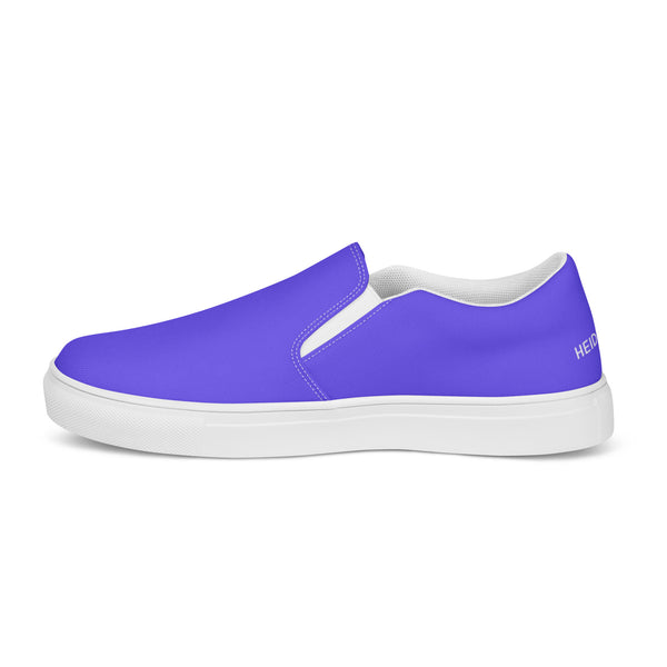 Bright Purple Women's Slip Ons, Solid Colorful Purple Color Modern Classic Modern Minimalist Women’s Premium High Quality Luxury Style Slip-On Canvas Shoes (US Size: 5-12) Women's Solid Color Casual Shoes, Slip-On Padded Breathable Loafer Shoes Footwear