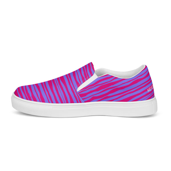 Pink Striped Women's Slip On, Women’s slip-on canvas shoes