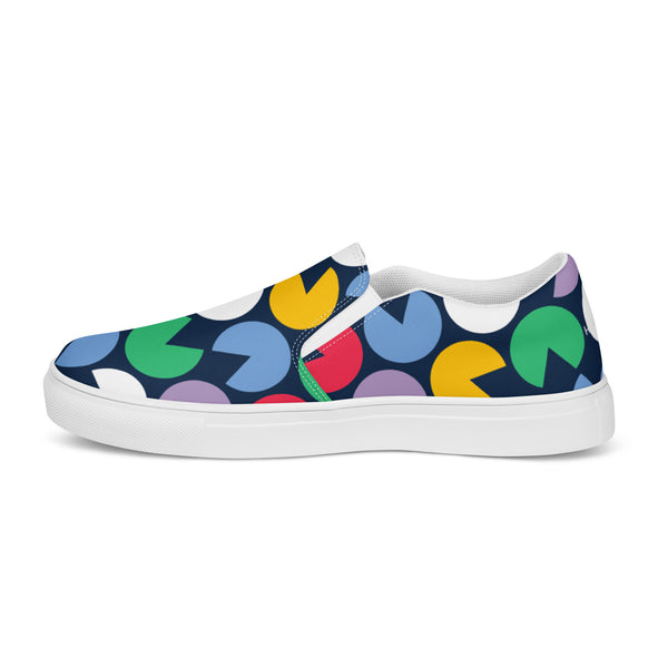 Blue Colorful Women's Sneakers, Unique Geometric Abstract Print Designer Luxury Women's Slip Ons Women’s Slip-On Canvas Shoes (US Size: 5-12) Women’s Premium High Quality Luxury Style Slip-On Canvas Shoes, Designer Patterned Canvas Sneakers, Patterned Best Ladies' Slip On Shoes, Slip-On Padded Breathable Loafer Shoes Footwear