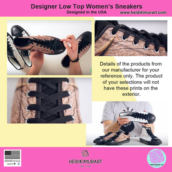 Japanese Princess Rose Floral Designer Low Top Women's Sneakers (US Size 6-12)-Women's Low Top Sneakers-Heidi Kimura Art LLC