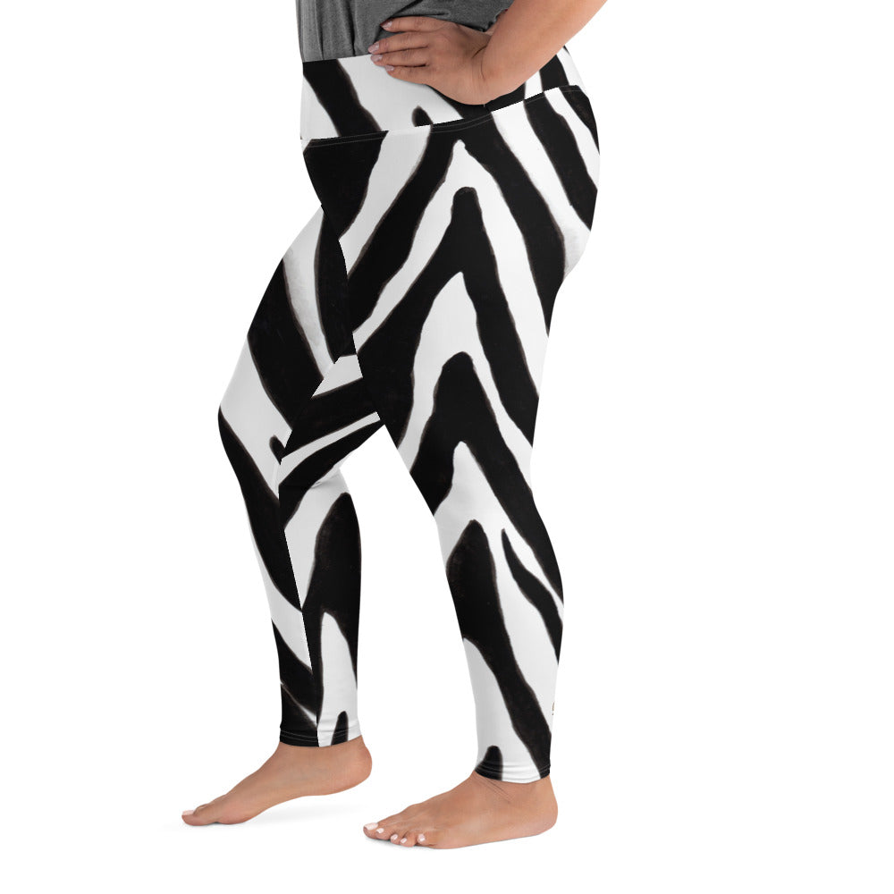 Zebra Women's Plus Size Leggings, Animal Print Women's Yoga Tights ...